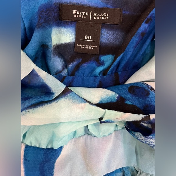 White House Black Market Aqua Blue Floral Maxi Dress Size 00 - Picture 6 of 6